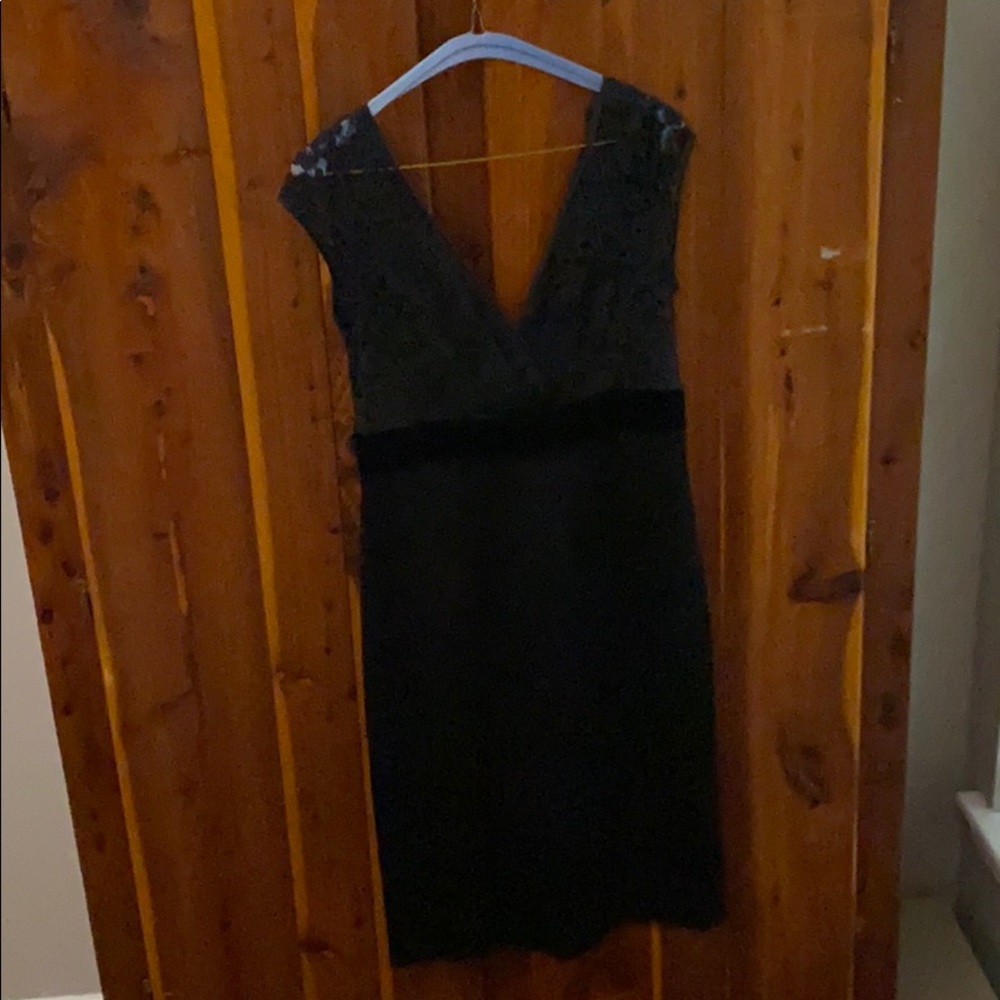 Black Lace & Satin Dress w/Velvet Bow